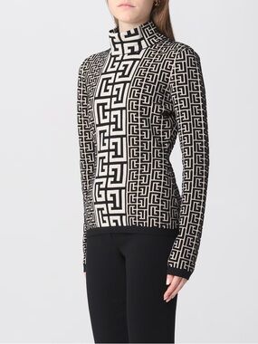 Balmain intarsia-knit Roll neck sweater, NWT and COA